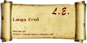 Langa Ernő névjegykártya